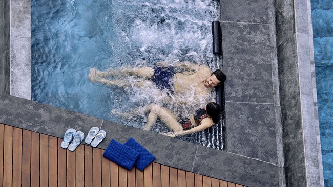Pools galore at our hotel at Lake Garda with swimming pool