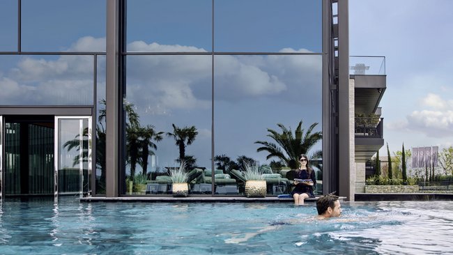 Pools galore at our hotel at Lake Garda with swimming pool